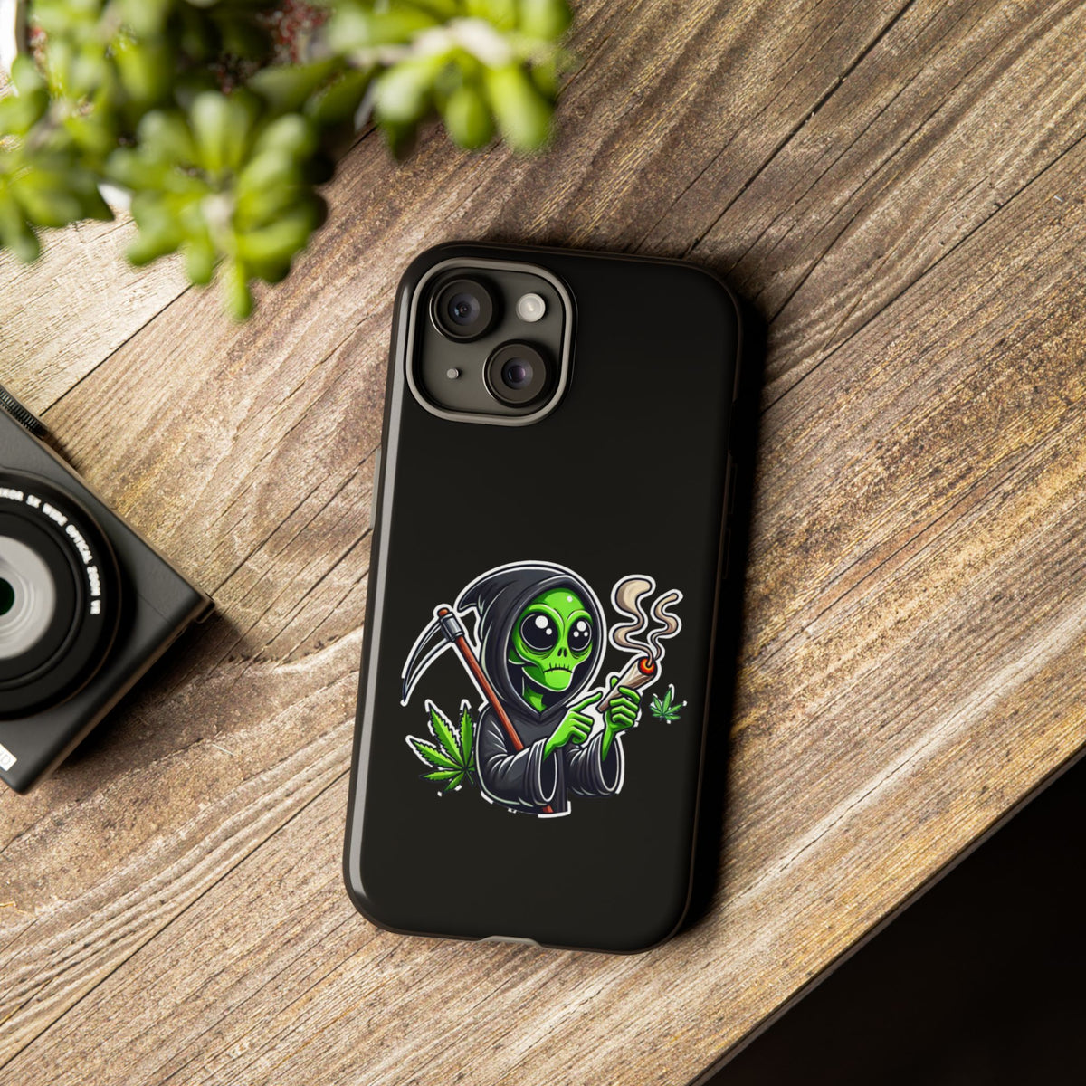 Reaper Alien Phone Case – Cute Grim Reaper Smoking Weed iPhone Case