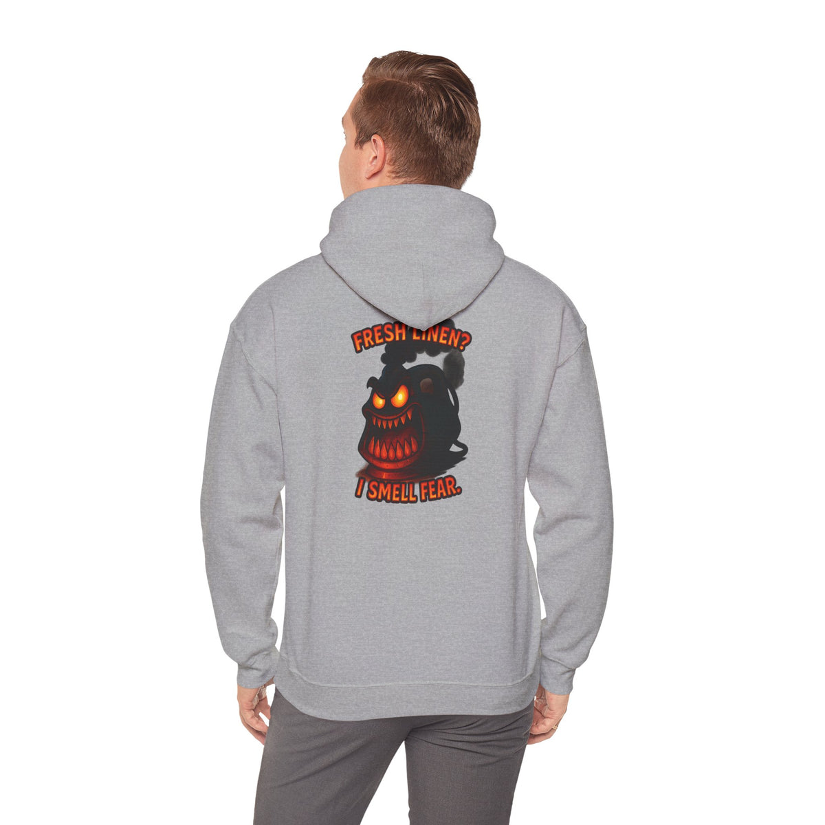 Horror Hoodie — 'Freshly Blended I Smell Fear' Graphic Back Sweatshirt
