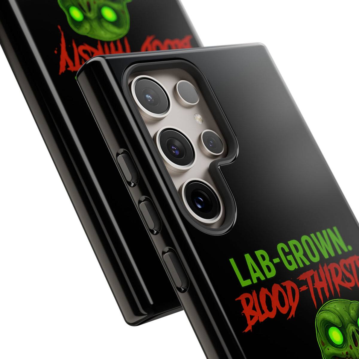 Phone Case — “Lab-Grown. Blood-Thirsty!” Green Monster Horror Design