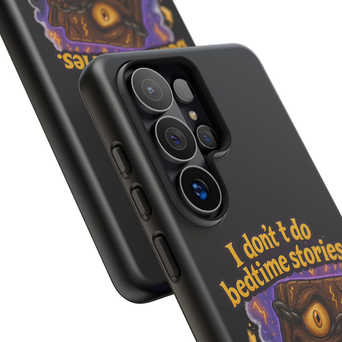 Phone Case — "I Don't Do Bedtime Stories, I Do Nightmares" Horror Book Design