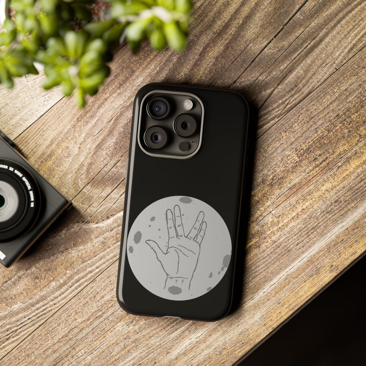 Spock Live Long Phone Case — Vulcan Salute Moon Graphic