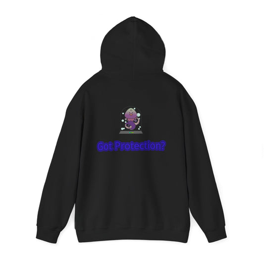 Got Protection? Hoodie — Cute Purple Guardian Character Hooded Sweatshirt