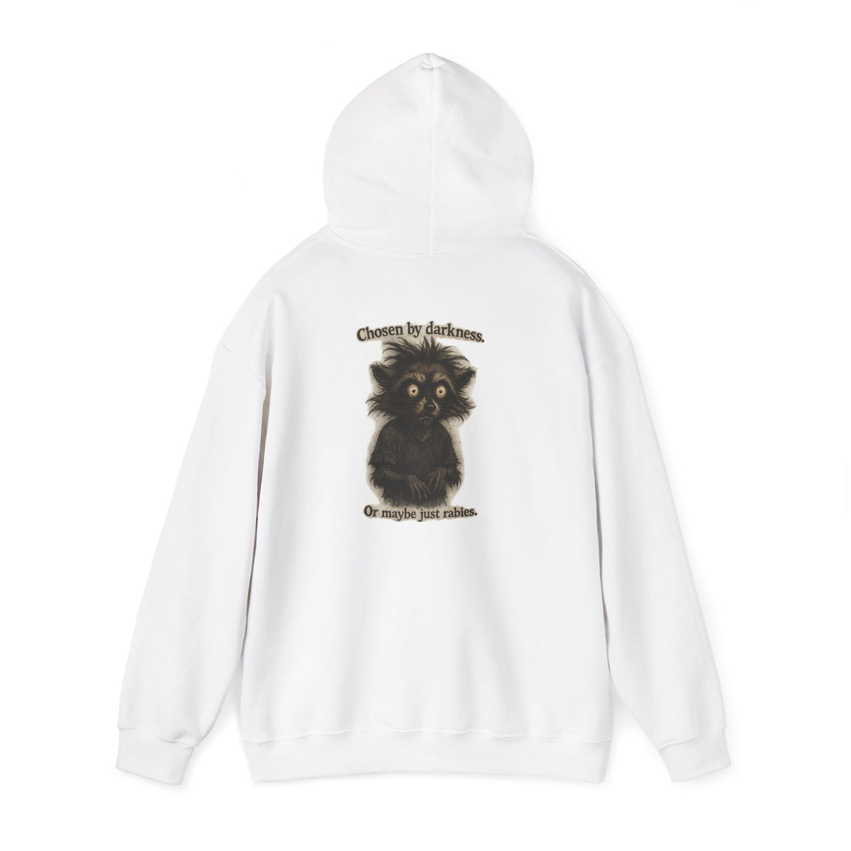 Hoodie — Cute Fluffy Black Raccoon Back Print "Or Maybe I'm Just Adorable"