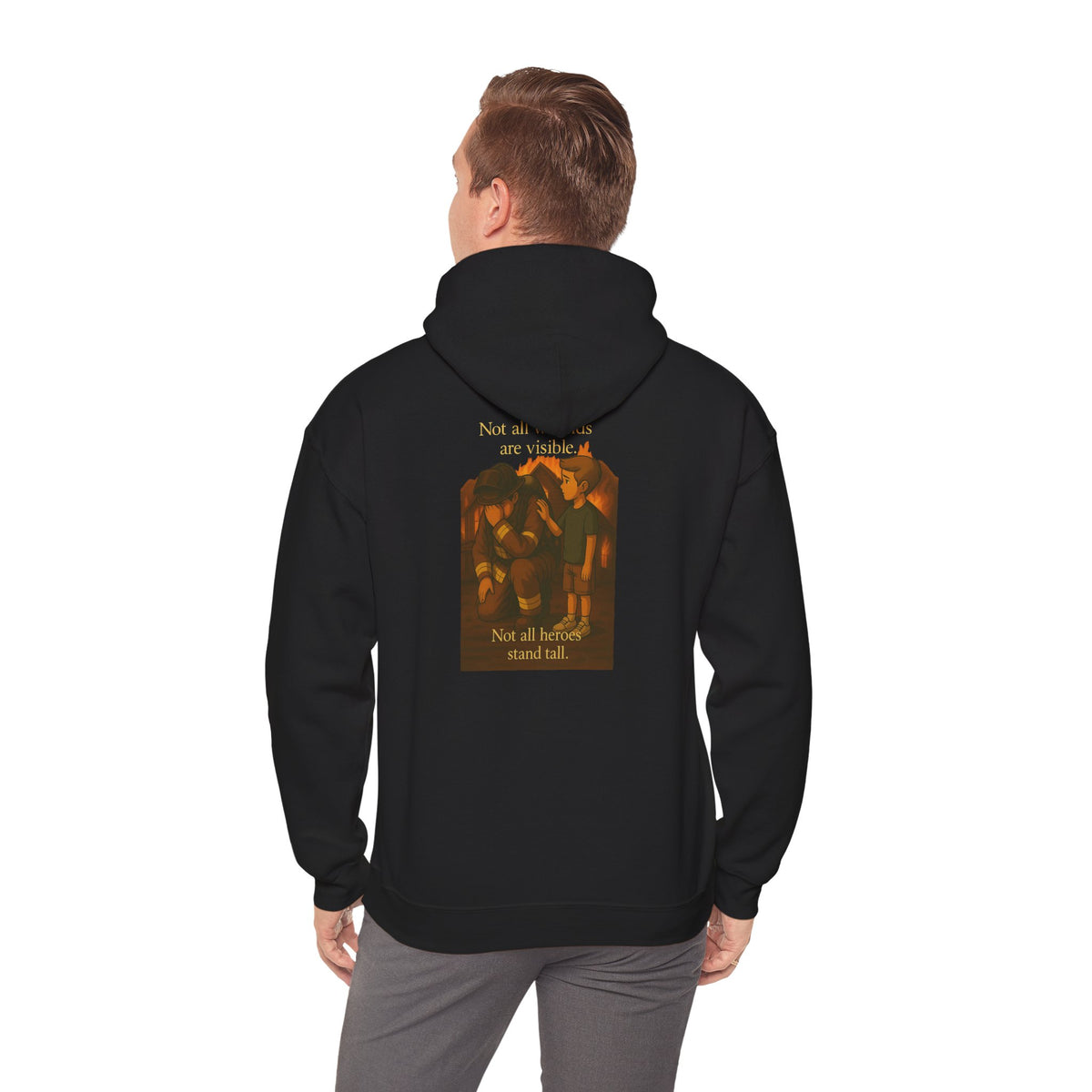 Graphic Hoodie - 'Not All Heroes Stand Tall' Badge & Vintage Group Art Pullover