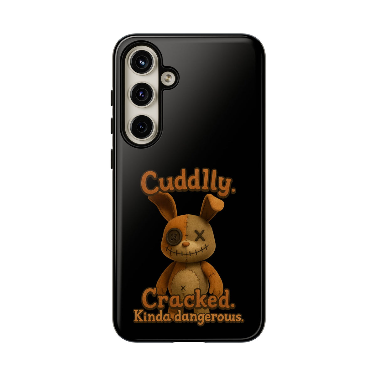 Phone Case — "Cuddly. Cracked. Kinda Dangerous." Cute Creepy Bunny Protective Case