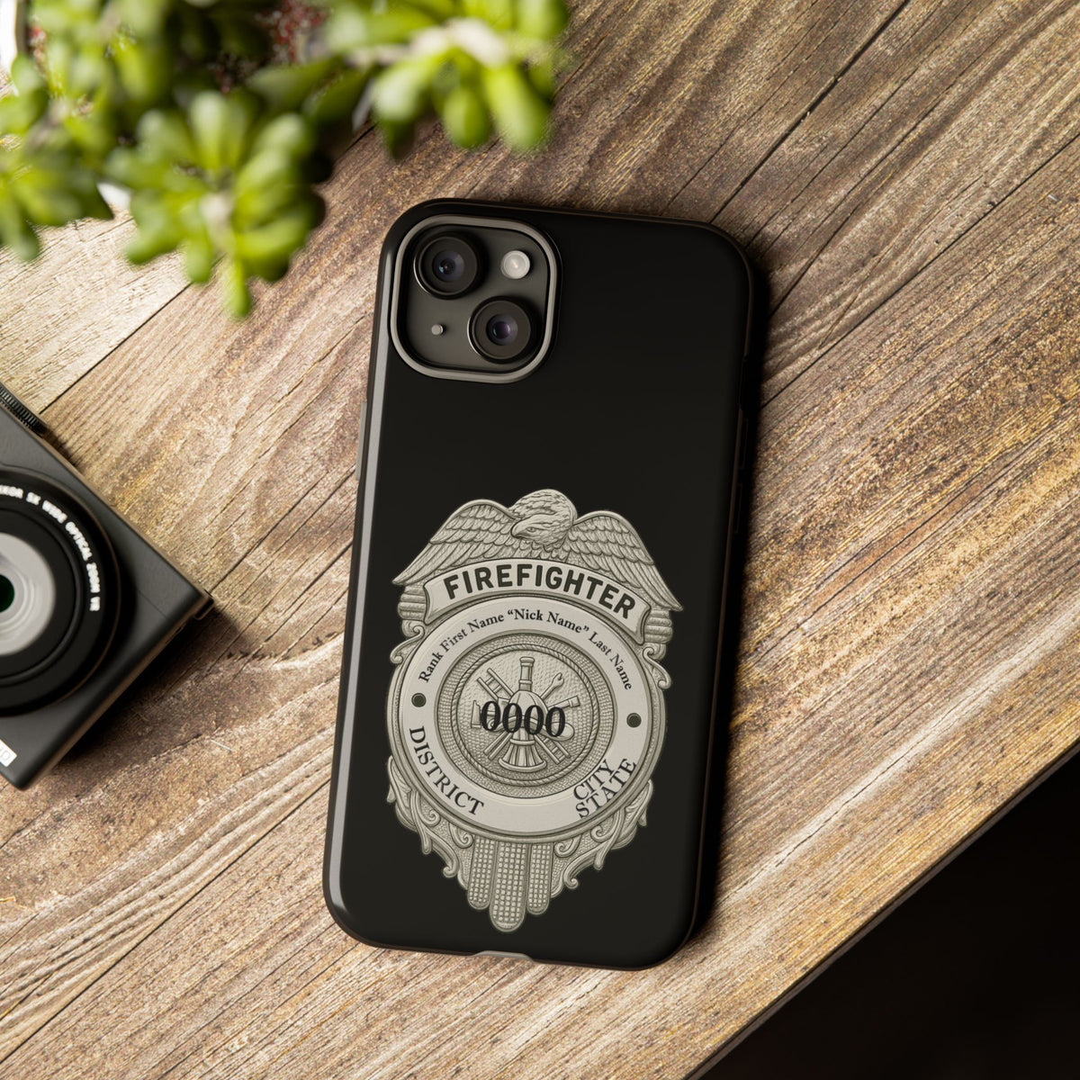 Firefighter Badge Tough Phone Case — Personalized Station Number Design