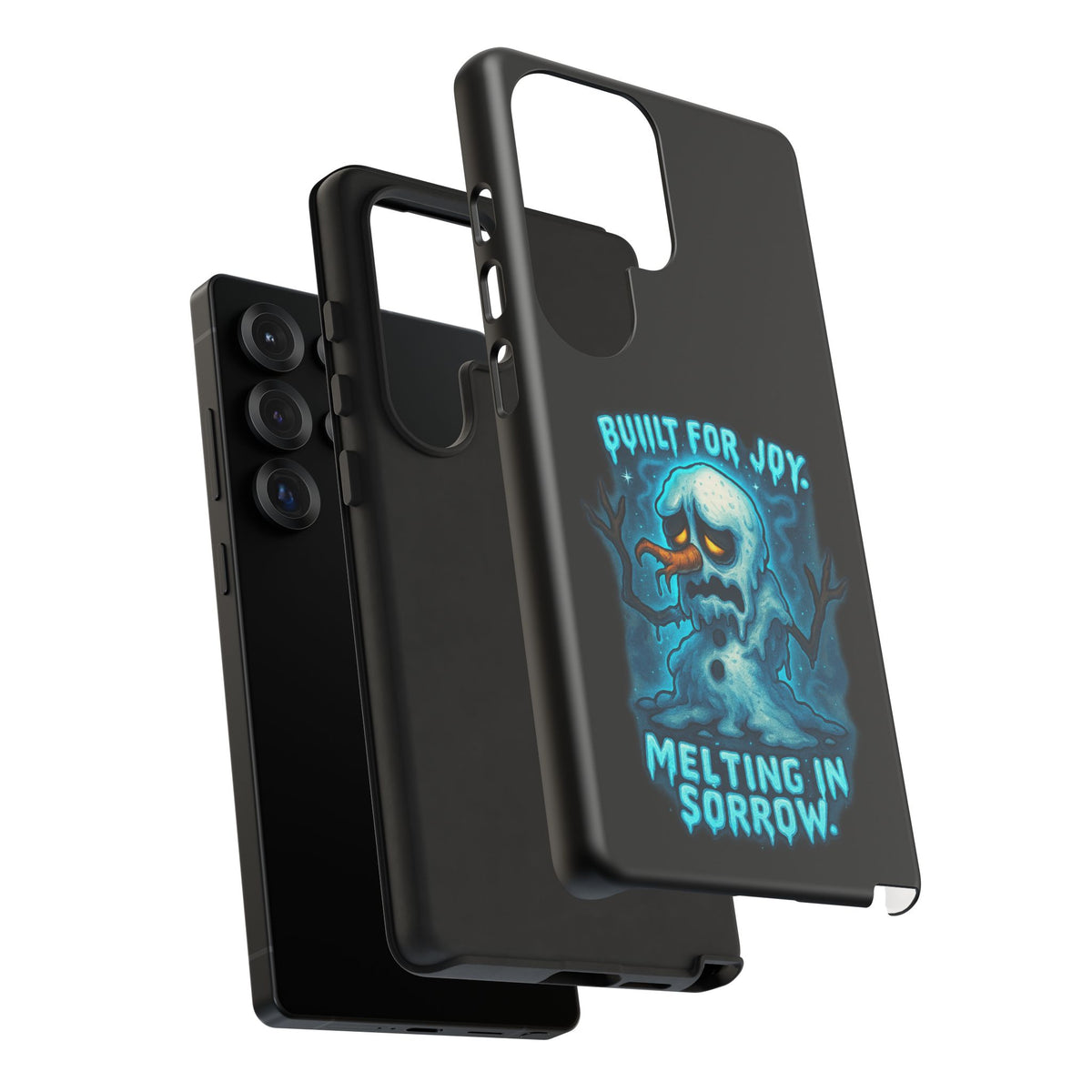 Phone Case — 'Built for Joy, Melting in Sorrow' Blue Melting Snowman Protective Case