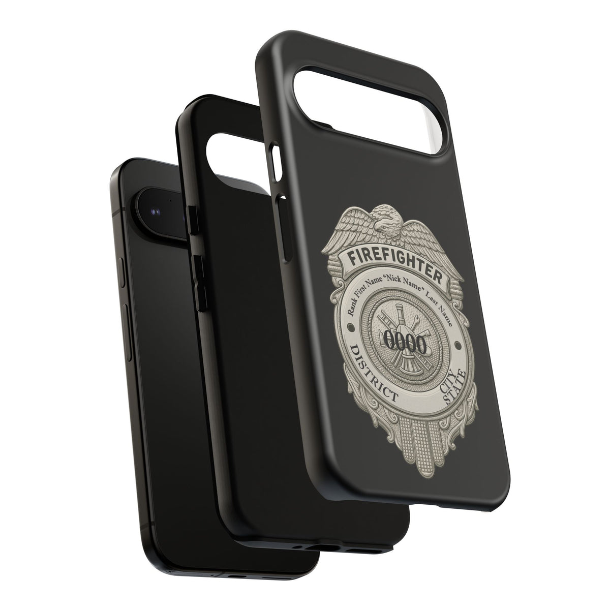 Firefighter Badge Tough Phone Case — Personalized Station Number Design