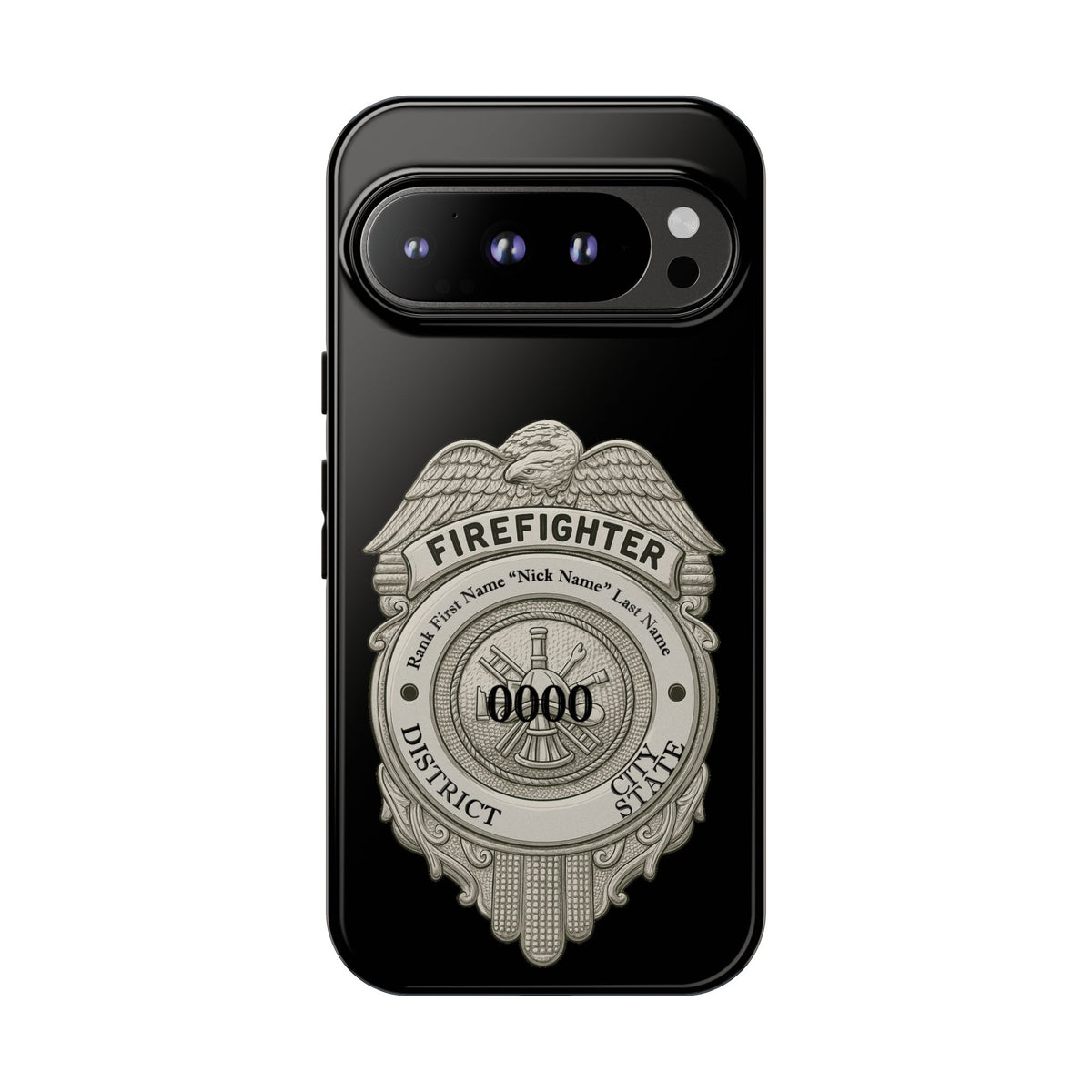 Firefighter Badge Tough Phone Case — Personalized Station Number Design