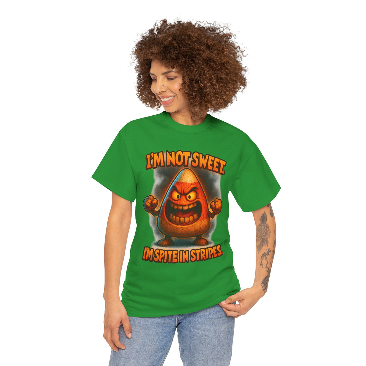 Angry Candy Corn I'm Not Sweet I'm Spite in Stripes T-Shirt