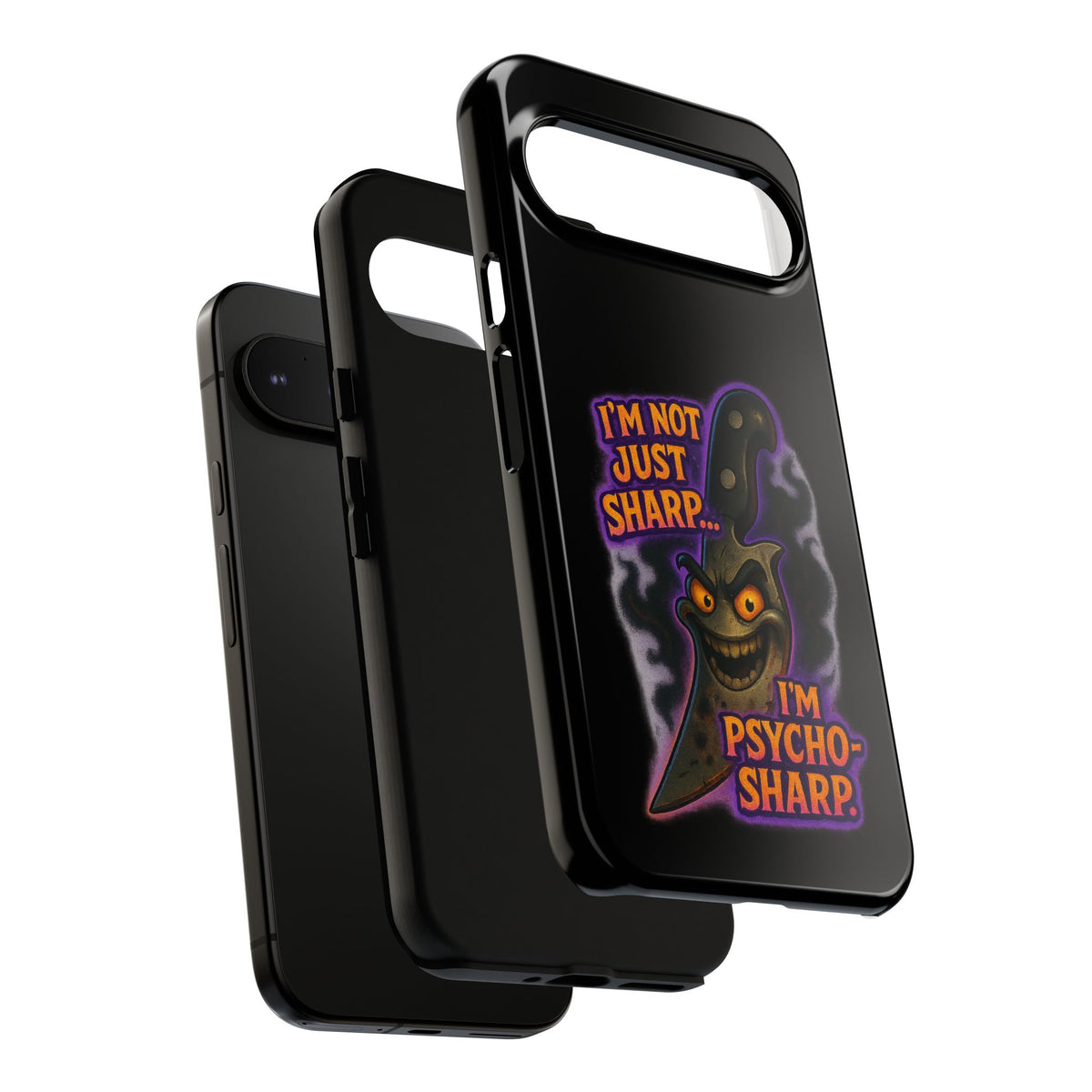 Knife Graphic Phone Case — "I'm Not Just Sharp... I'm Psycho-Sharp" Horror Phone Cover