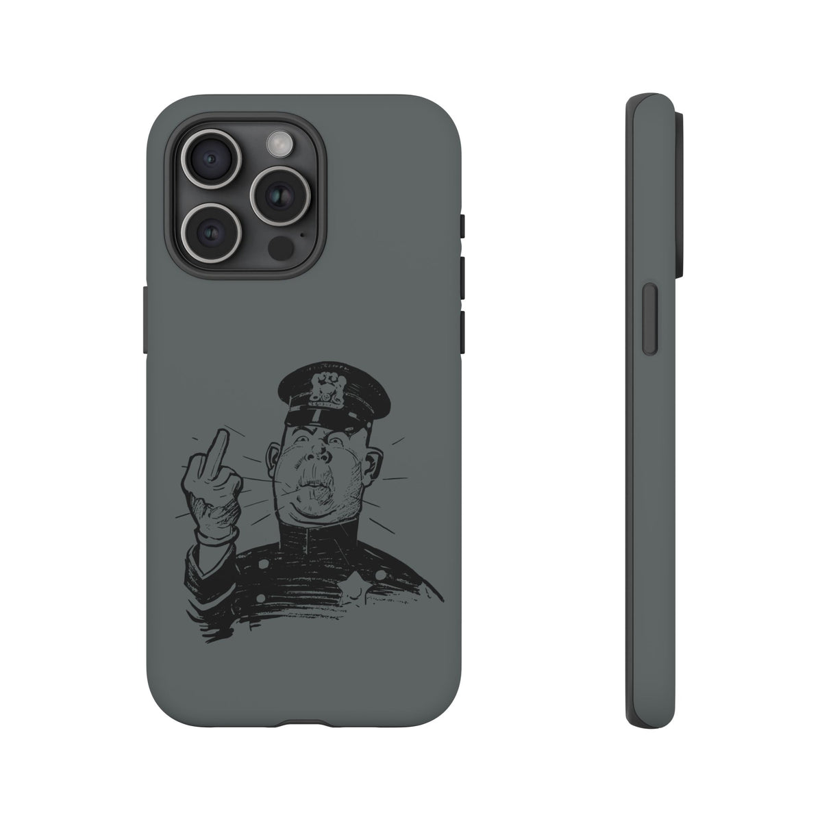 Vintage Cop Middle Finger Phone Case — Edgy Retro iPhone Protective Cover