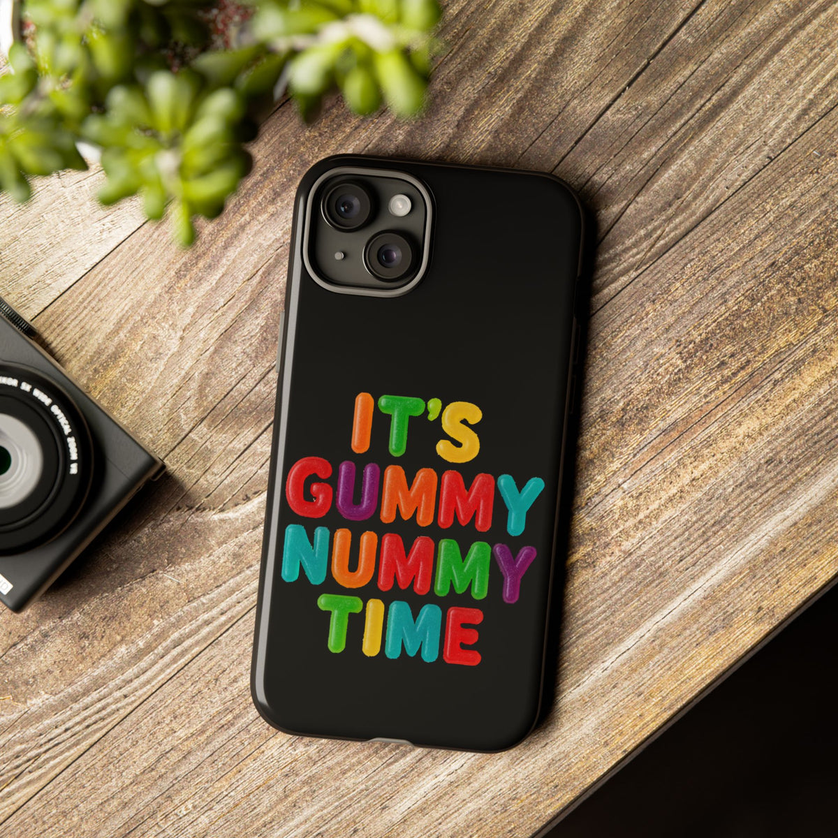 Phone Case — "It's Gummy Nummy Time" Colorful Candy Lettering Protective Case