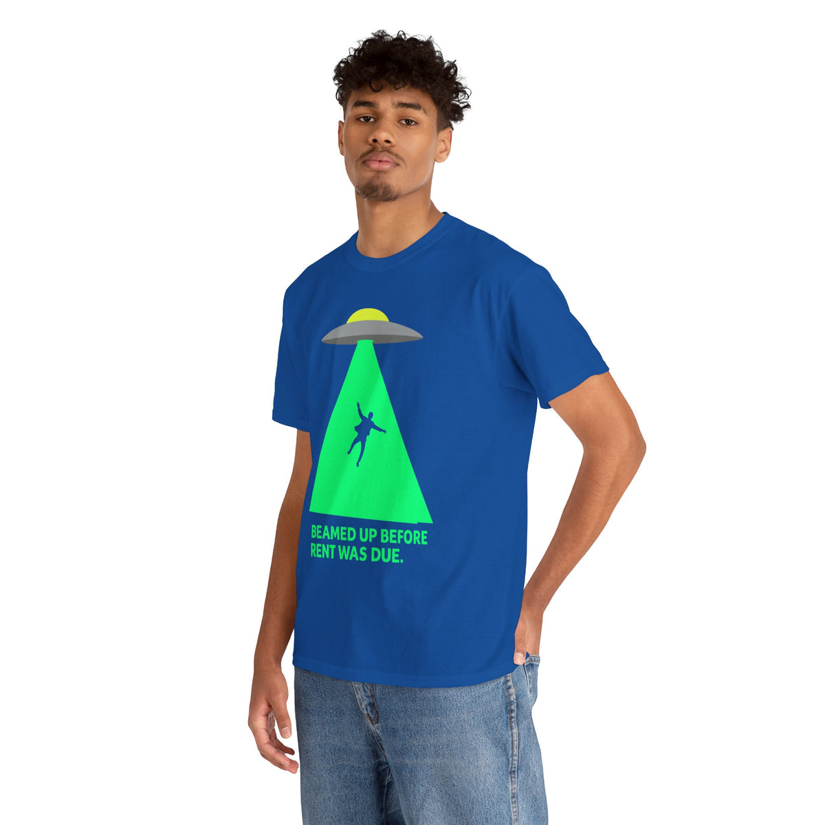 Beamed Up Before Rent Was Due – Funny UFO Alien Abduction T-Shirt
