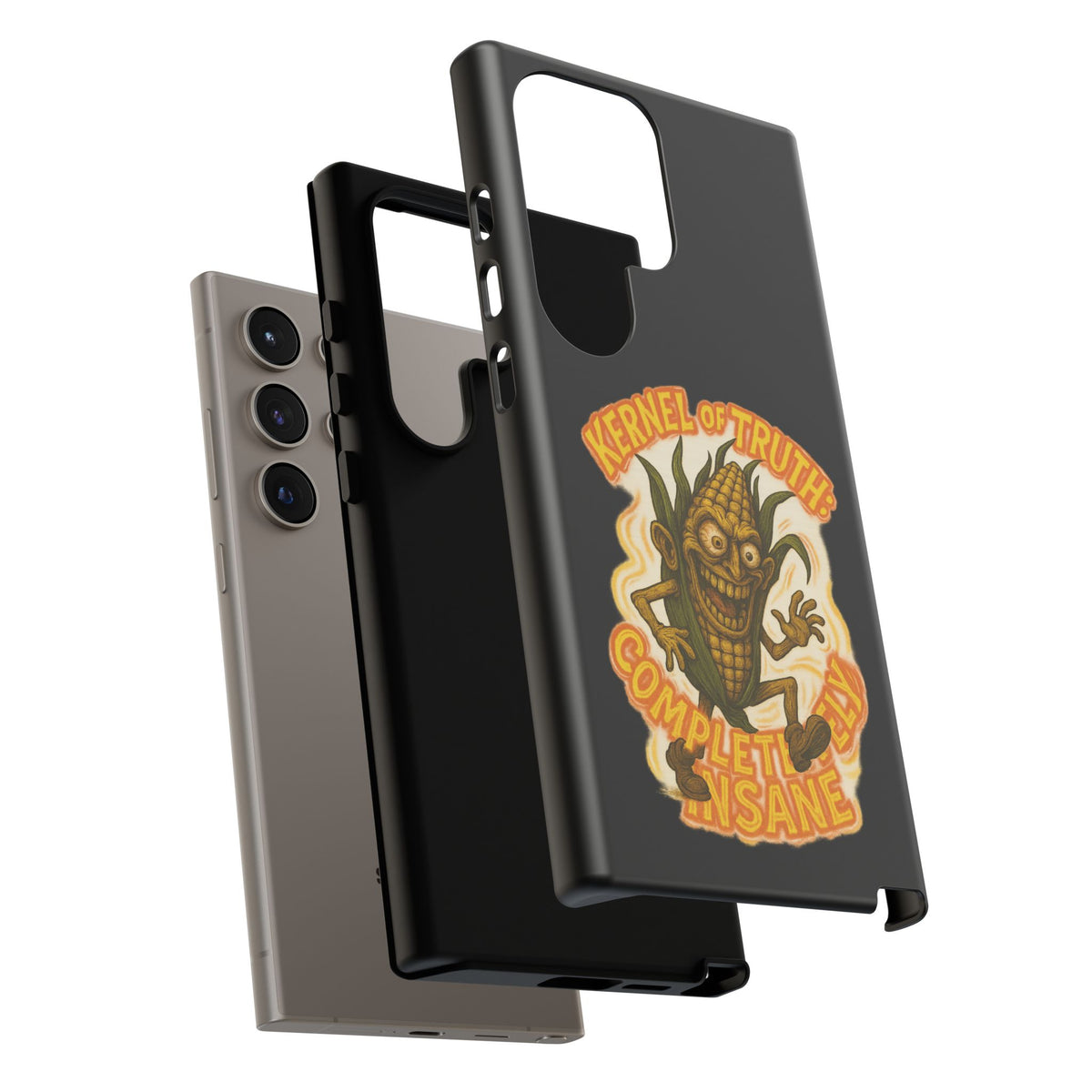 Corny Horror Phone Case - “Kernel of Truth, Completely Insane” Retro Corn Monster