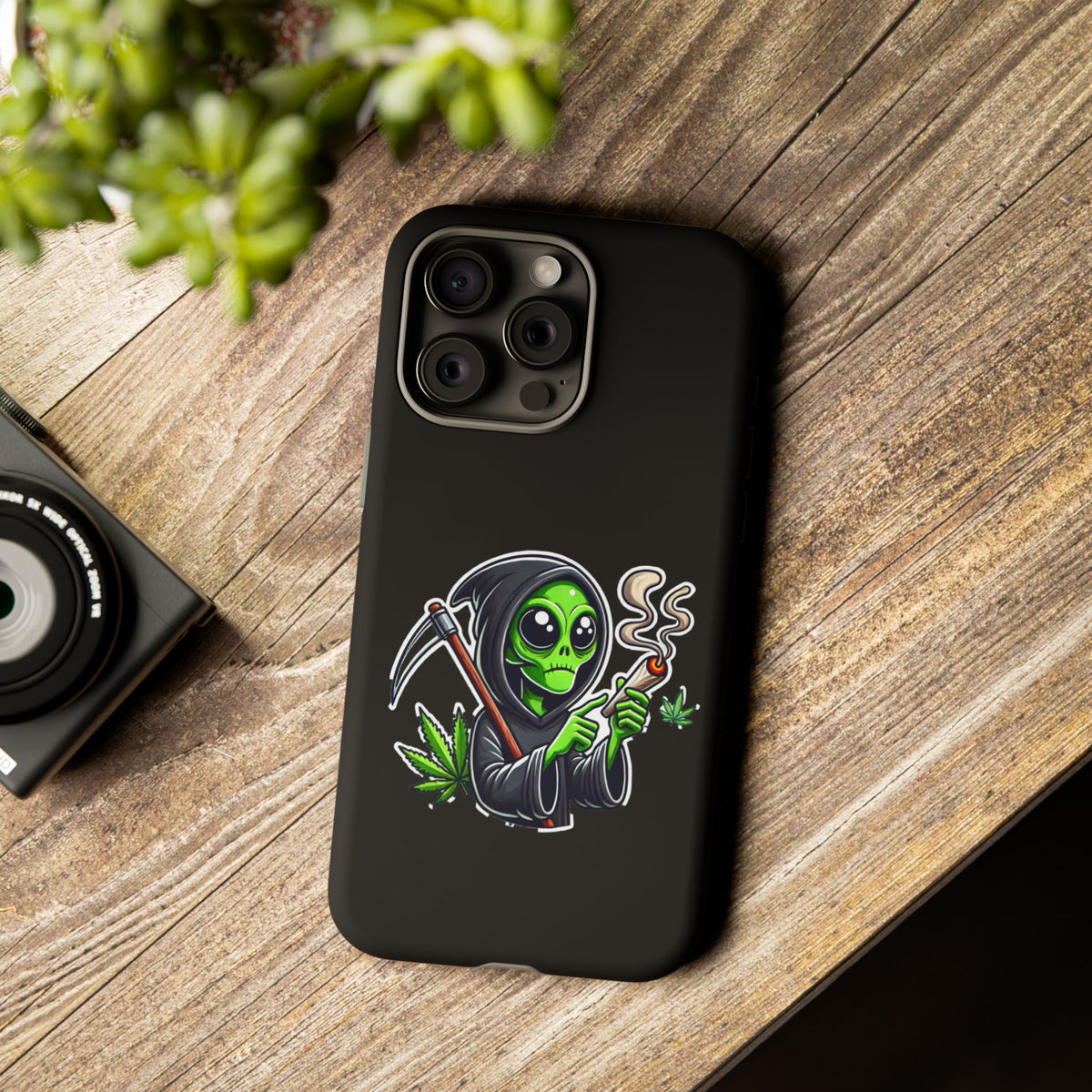 Reaper Alien Phone Case – Cute Grim Reaper Smoking Weed iPhone Case