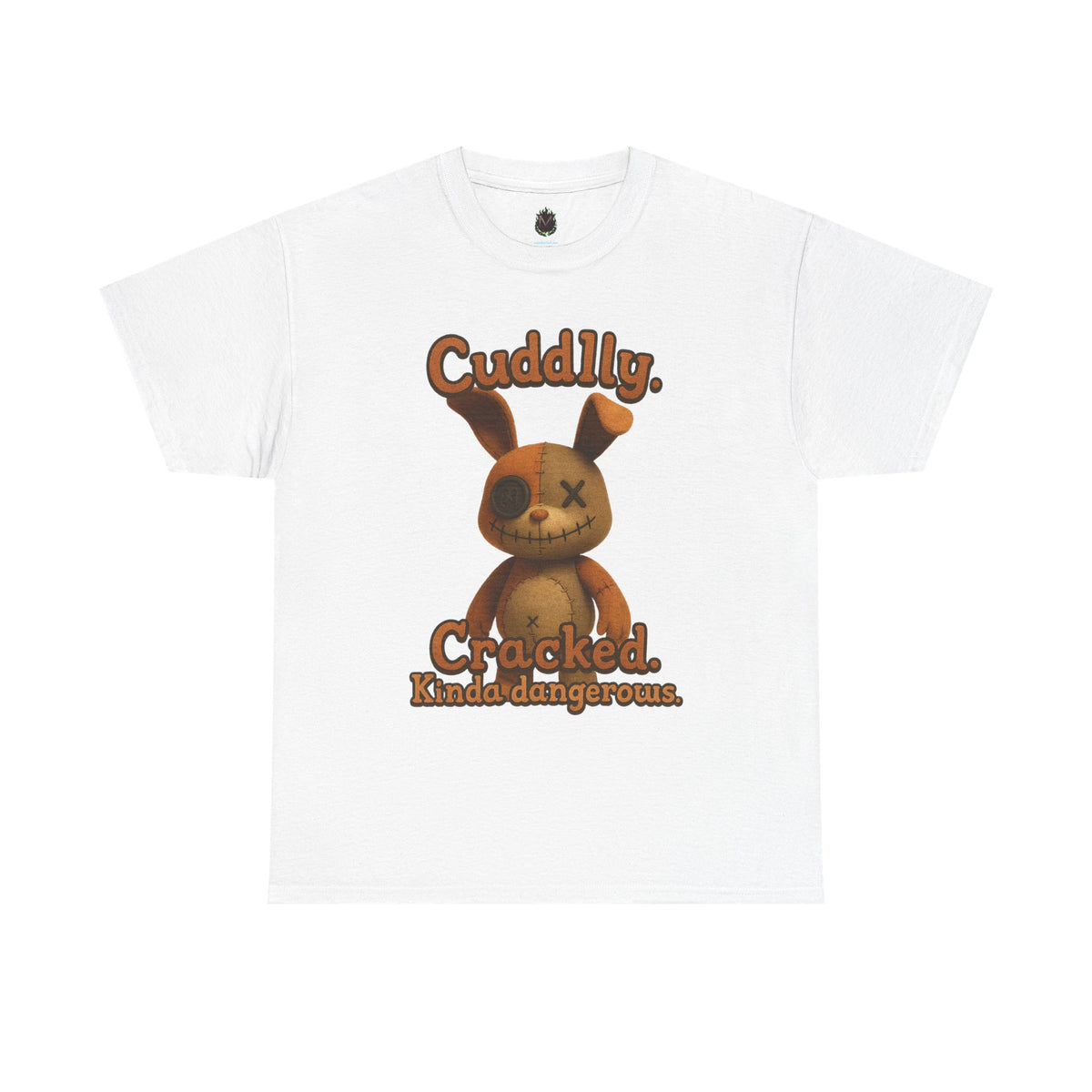 T‑Shirt — "Cuddly. Cracked. Kinda dangerous." Distressed Bunny Graphic Tee