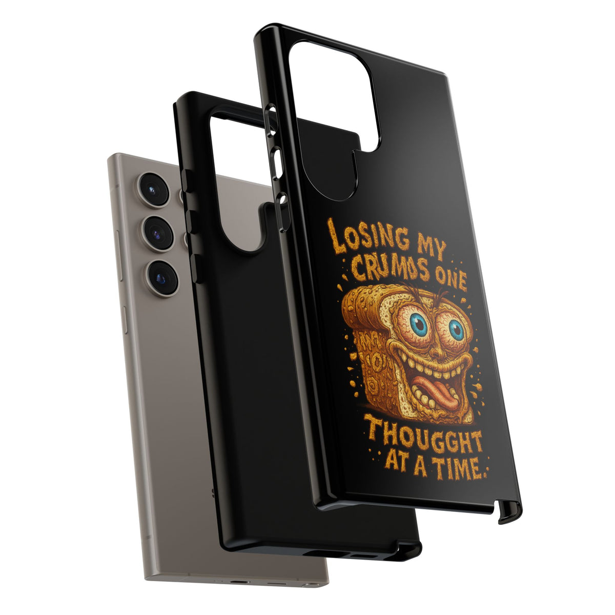 Phone Case — "Losing My Crumbs One Thought at a Time" Funny Retro Bread Illustration