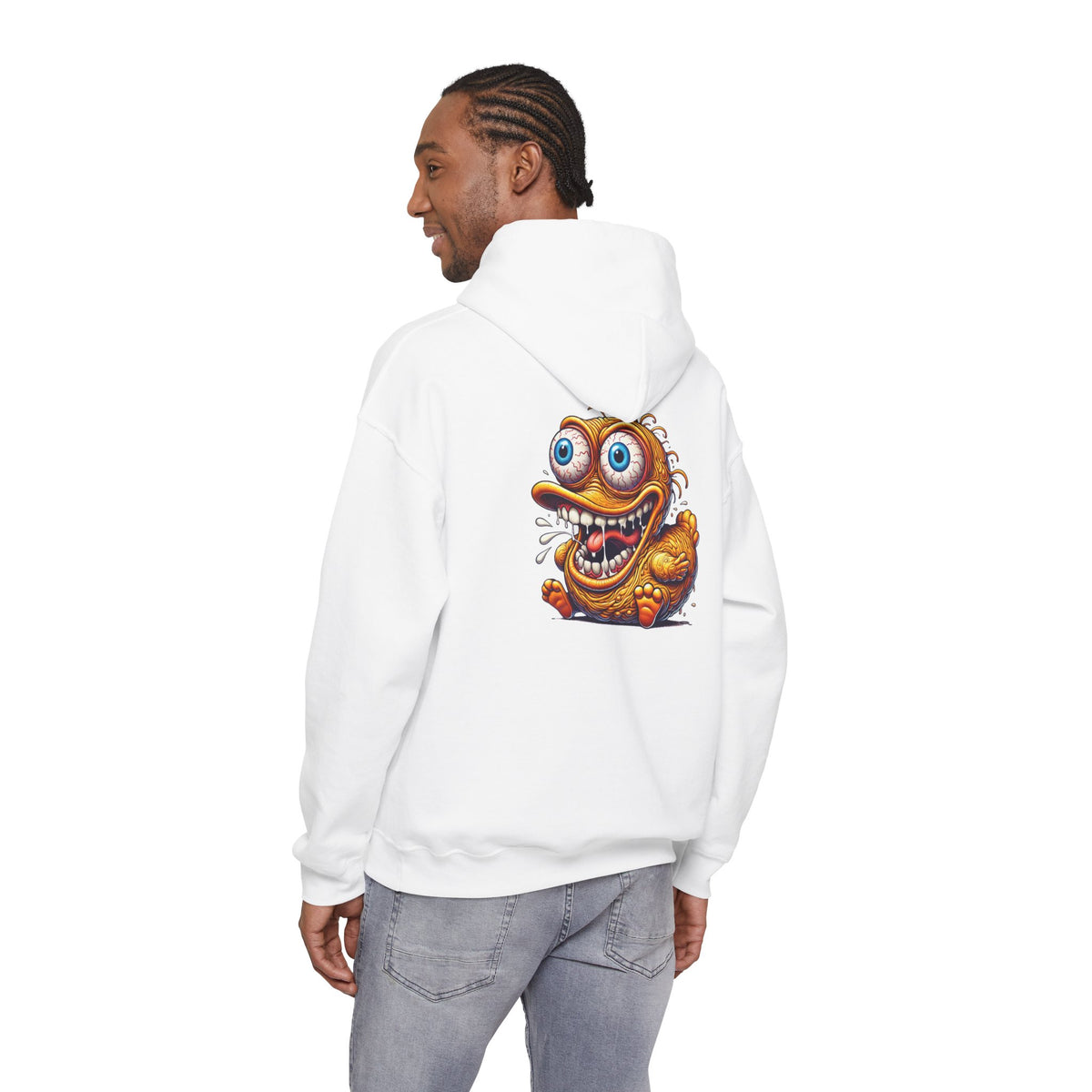 Hoodie — Whimsical Big-Eyed Monster Cartoon Back Print
