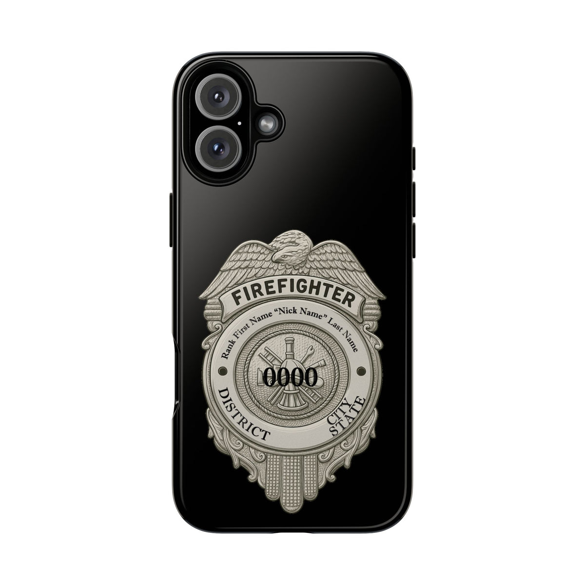 Firefighter Badge Tough Phone Case — Personalized Station Number Design