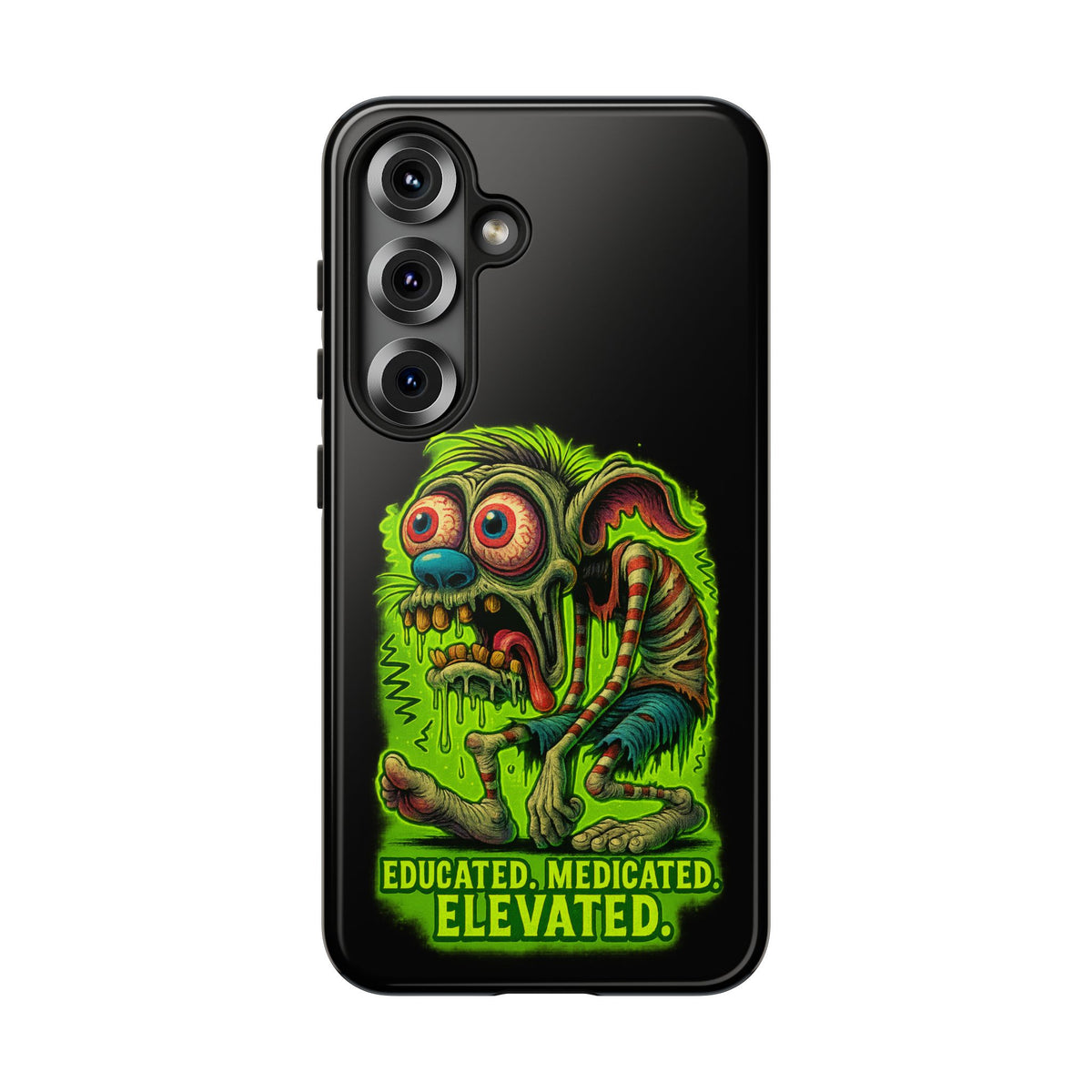 Phone Case — "Educated. Medicated. Elevated." Neon Monster Design