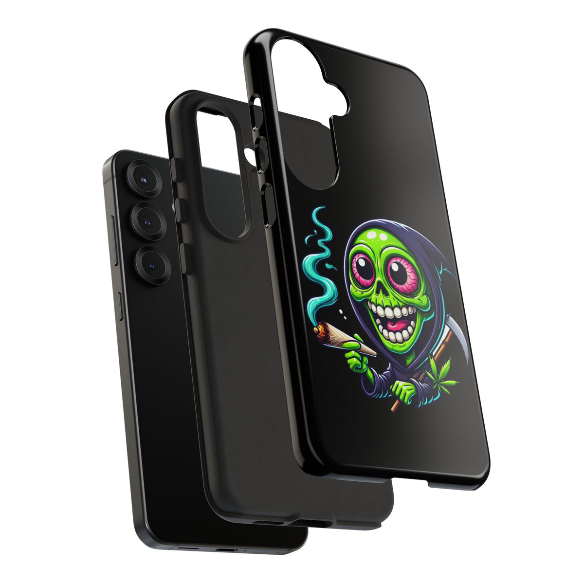 Grinning Stoner Grim Reaper Phone Case – Cannabis Skull iPhone Cover