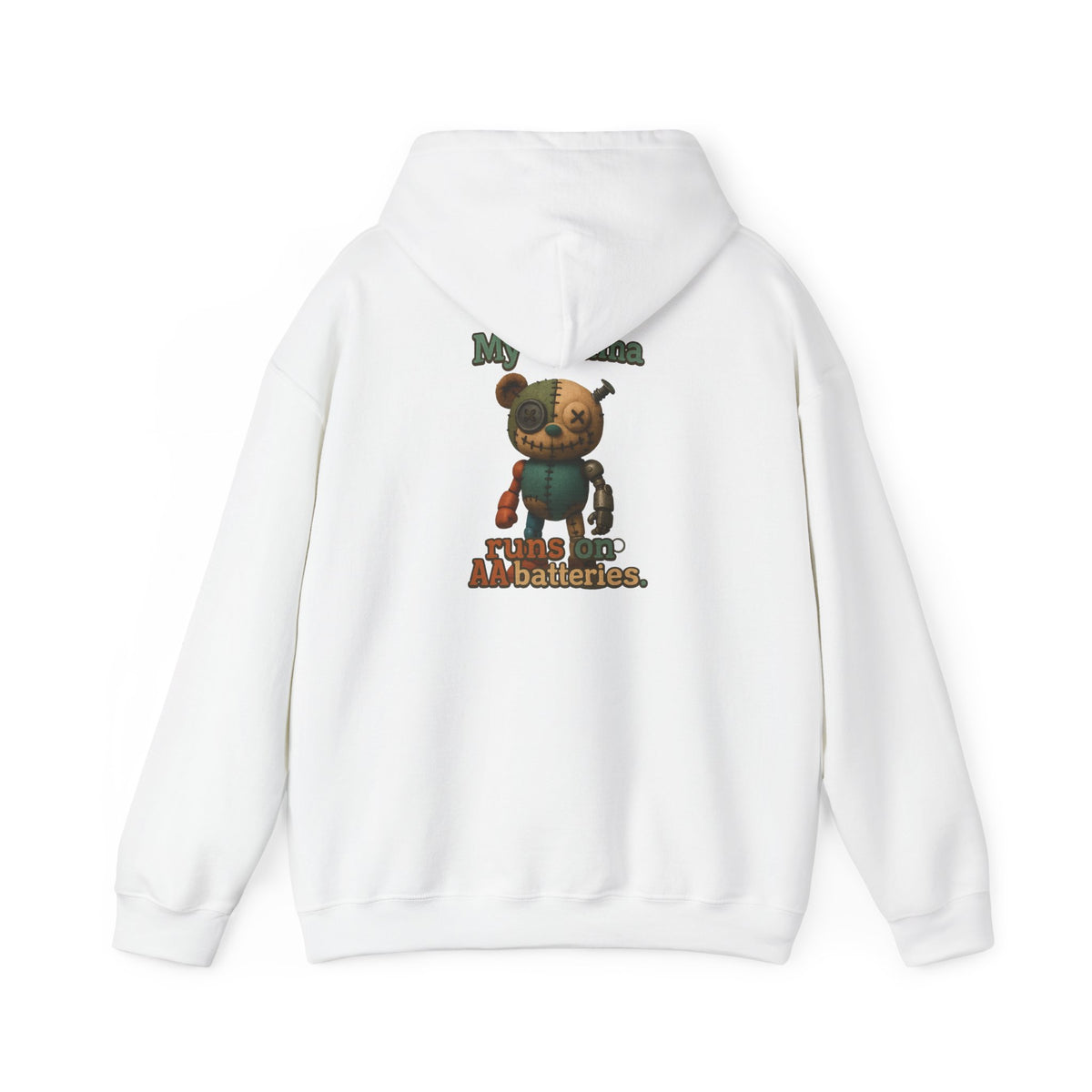 Bear Robot Hoodie — 'My Trauma runs on batteries' Cute Steampunk Plush Graphic Hoodie