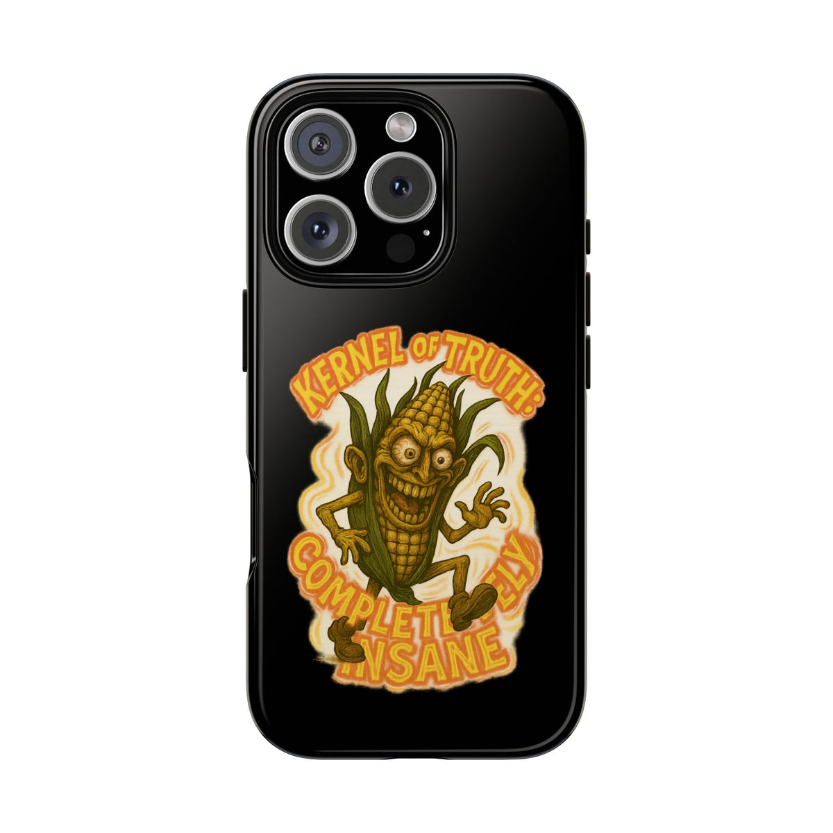 Corny Horror Phone Case - “Kernel of Truth, Completely Insane” Retro Corn Monster