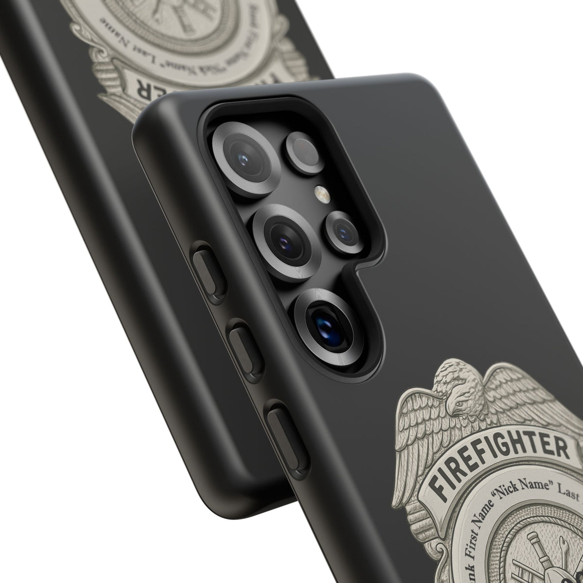 Firefighter Badge Tough Phone Case — Personalized Station Number Design