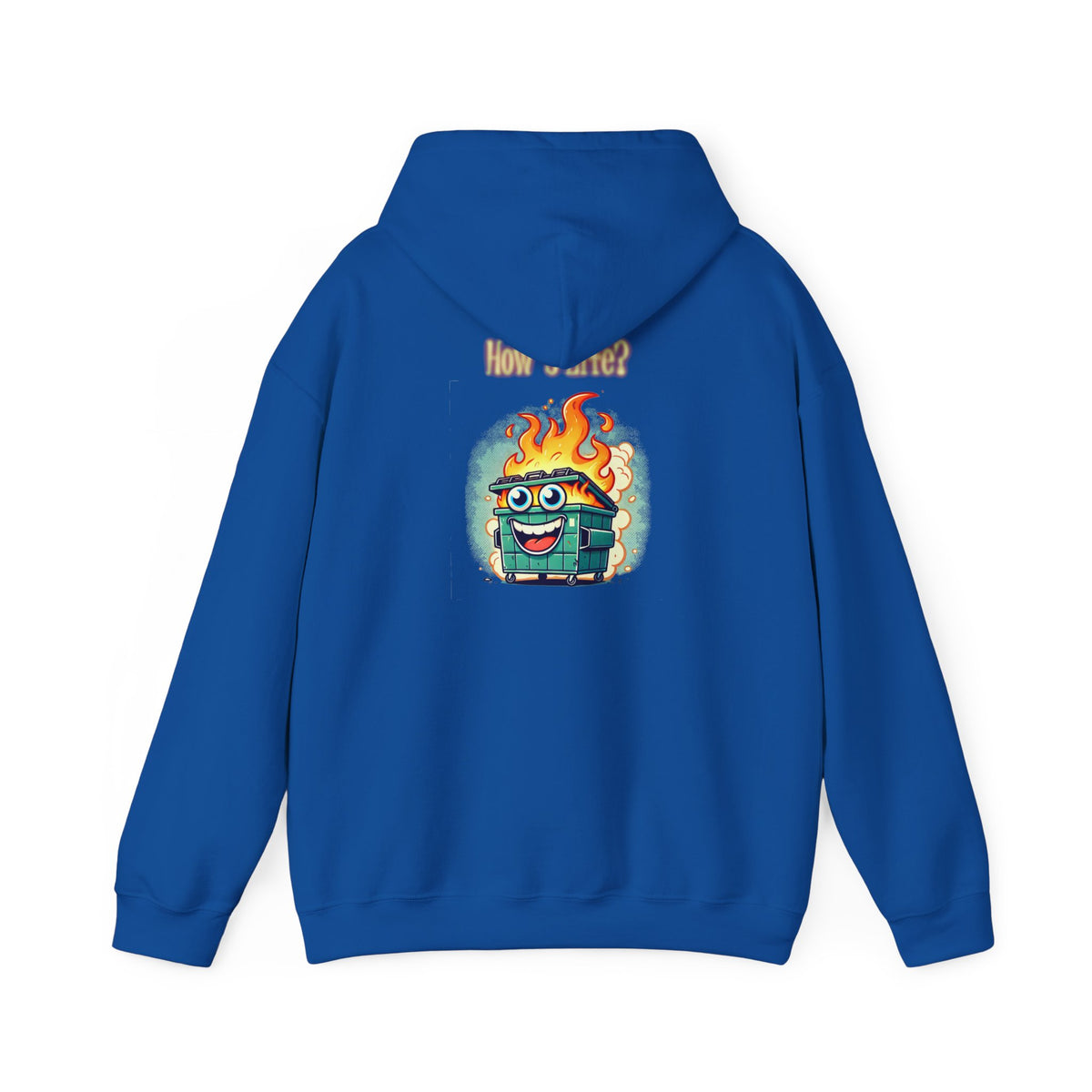 Dumpster Fire Hoodie - Funny Cartoon Trash Bin on Fire Graphic Hoodie