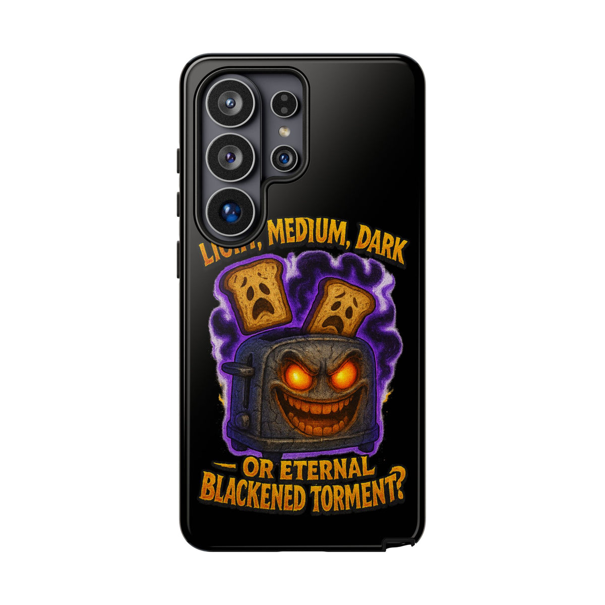 Phone Case — 'Light, Medium, Dark or Eternal Blackened Torment?' Spooky Toast & Toaster Horror Design