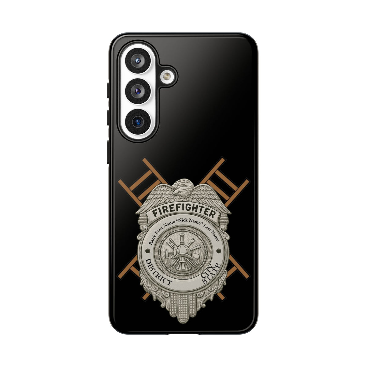 Firefighter Badge Tough Phone Case — Firefighter Helmet & Ladders Protective Case