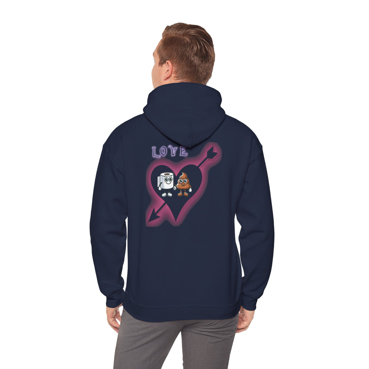 Cute Toilet Paper & Poop Heart Hoodie — Funny Bathroom Couple Graphic Sweatshirt