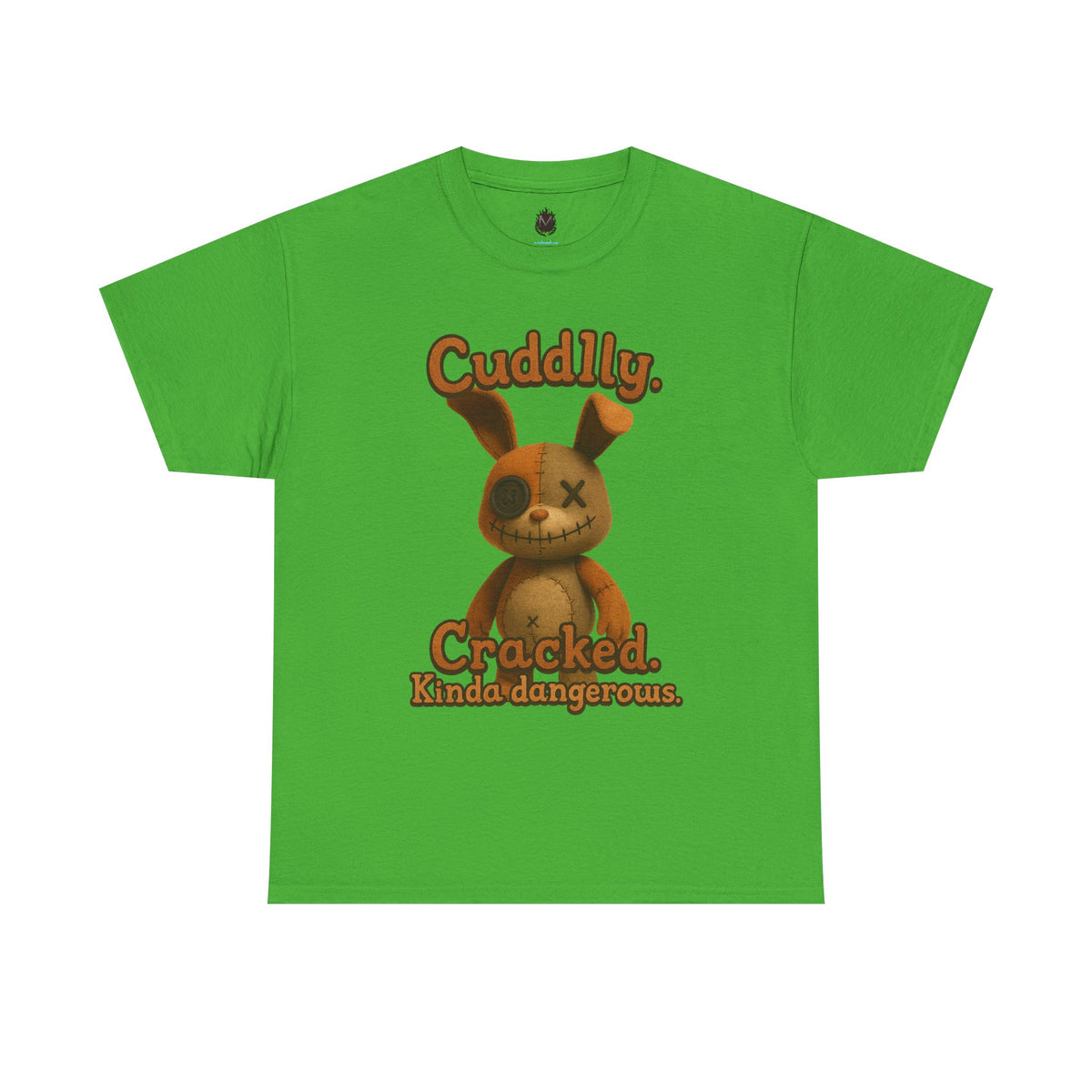 T‑Shirt — "Cuddly. Cracked. Kinda dangerous." Distressed Bunny Graphic Tee