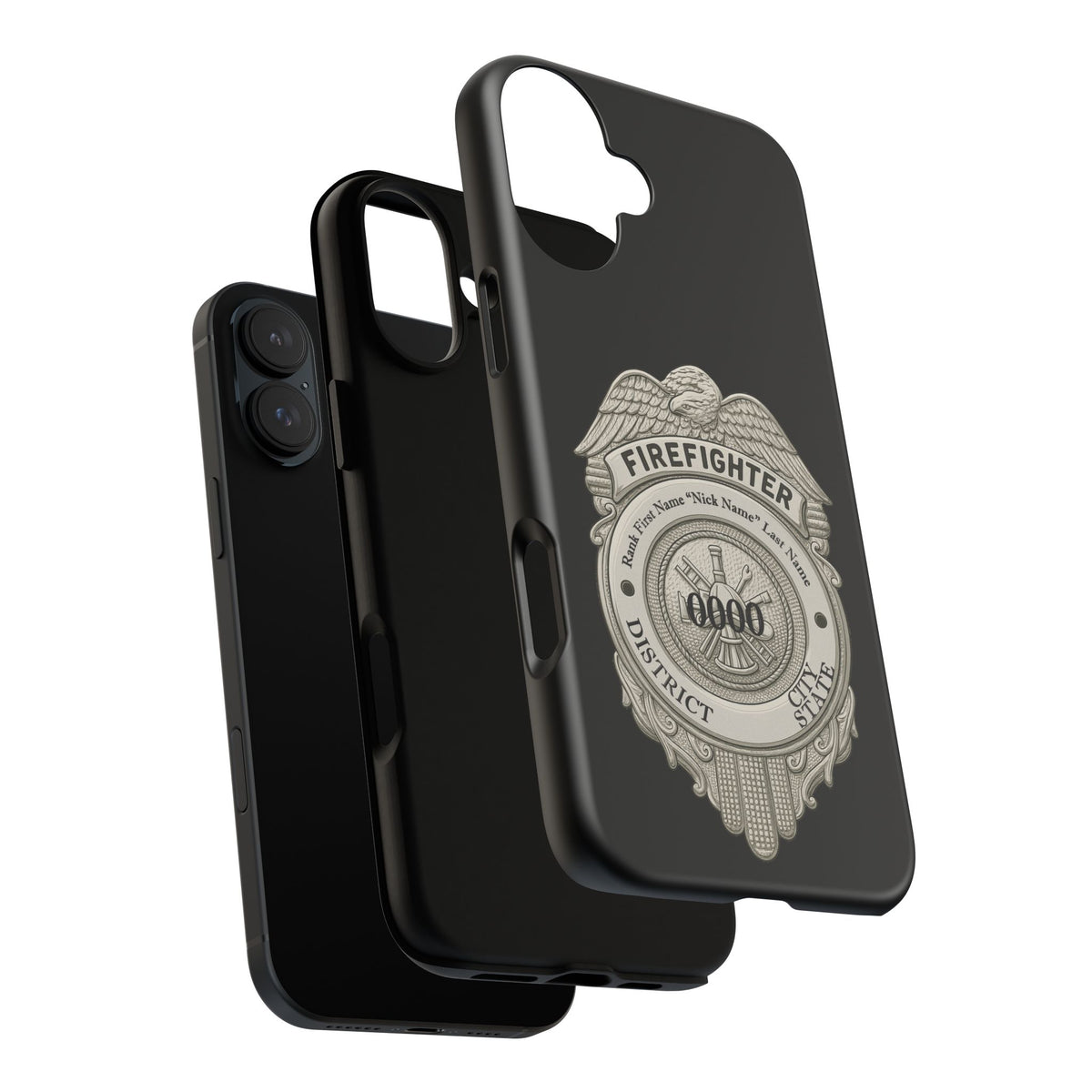Firefighter Badge Tough Phone Case — Personalized Station Number Design