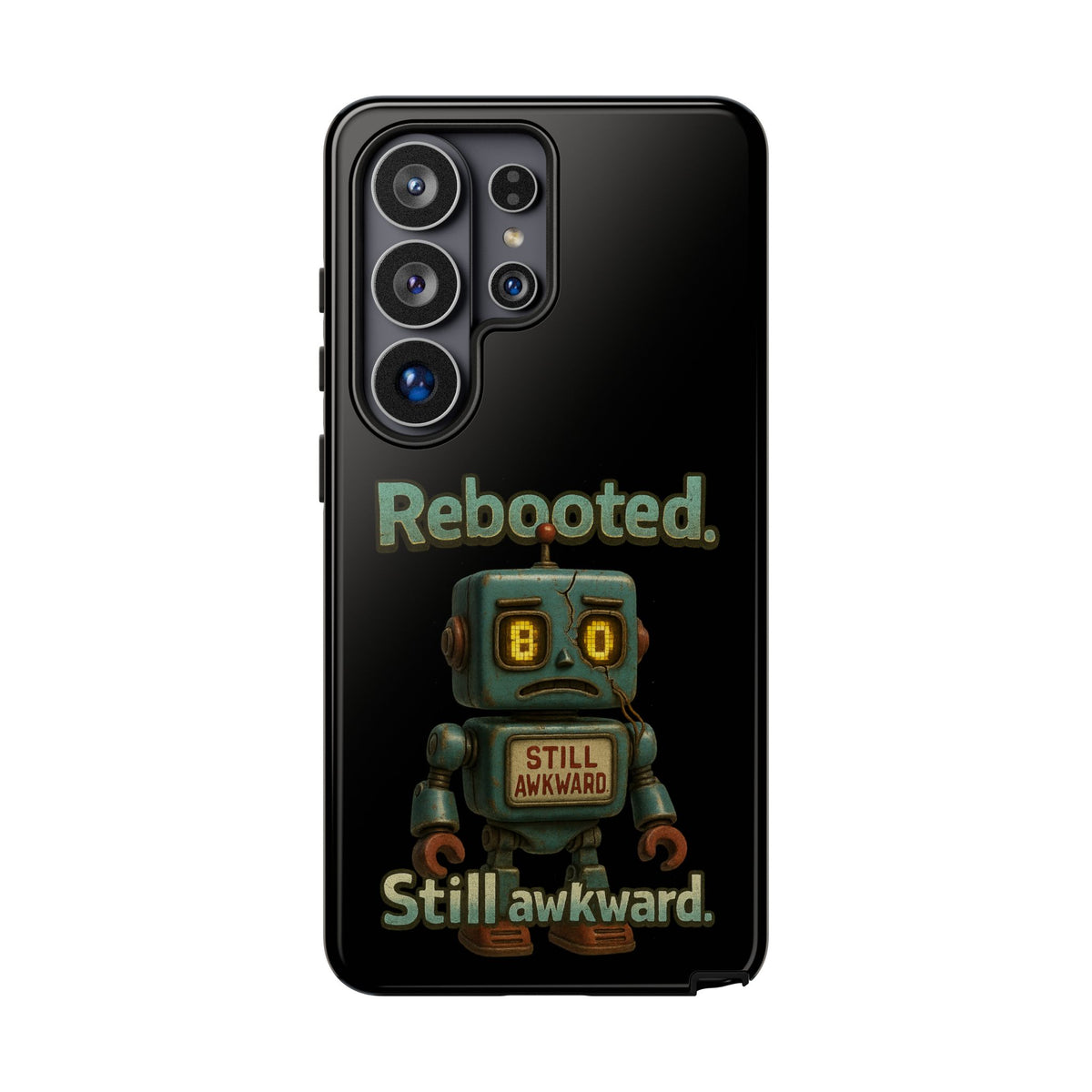 Phone Case — 'Rebooted. Still Awkward.' Retro Robot Protective Cover