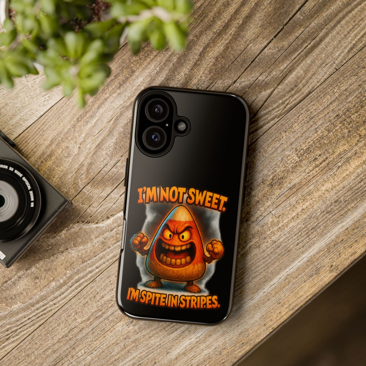Phone Case — "I'm Not Sweet, I'm Spite in Stripes" Candy Monster Design