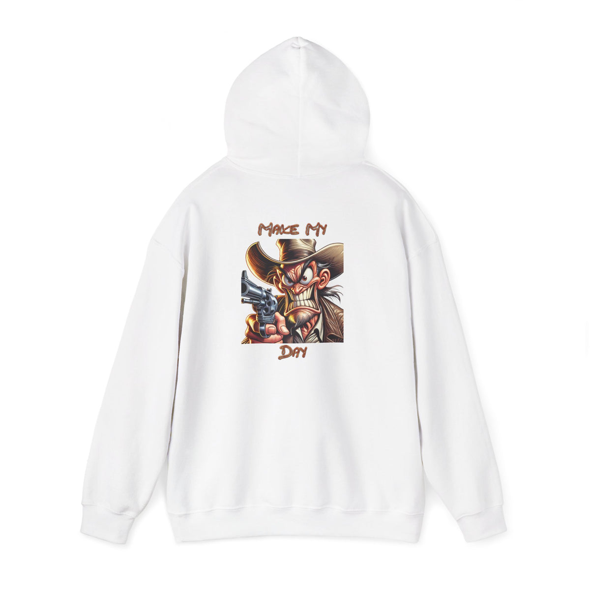 Make My Day Hoodie – Cartoon Gunslinger Attitude