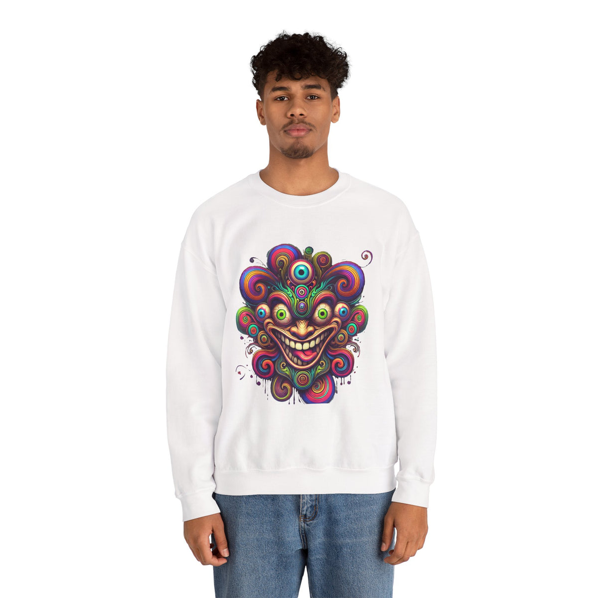 Hypnotic Swirl Face Crewneck Sweatshirt