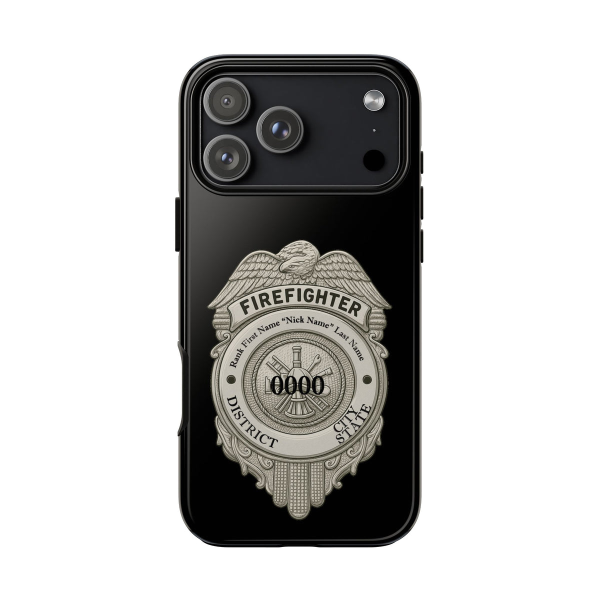 Firefighter Badge Tough Phone Case — Personalized Station Number Design