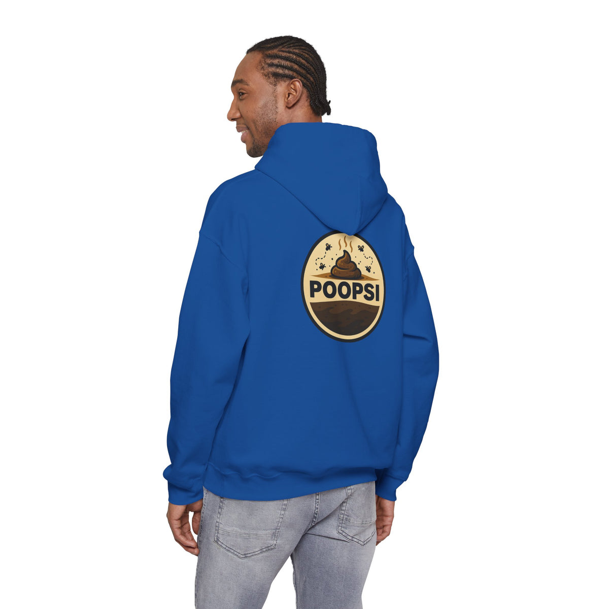 Funny 'POOPSI' Logo Hoodie — Retro Poop Emoji Graphic Pullover