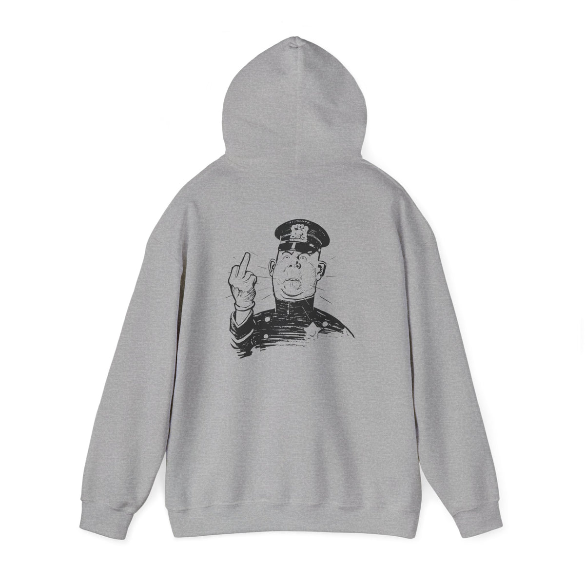 Hoodie — Sketch Cop Graphic Back Print Hooded Sweatshirt (Middle Finger Design)
