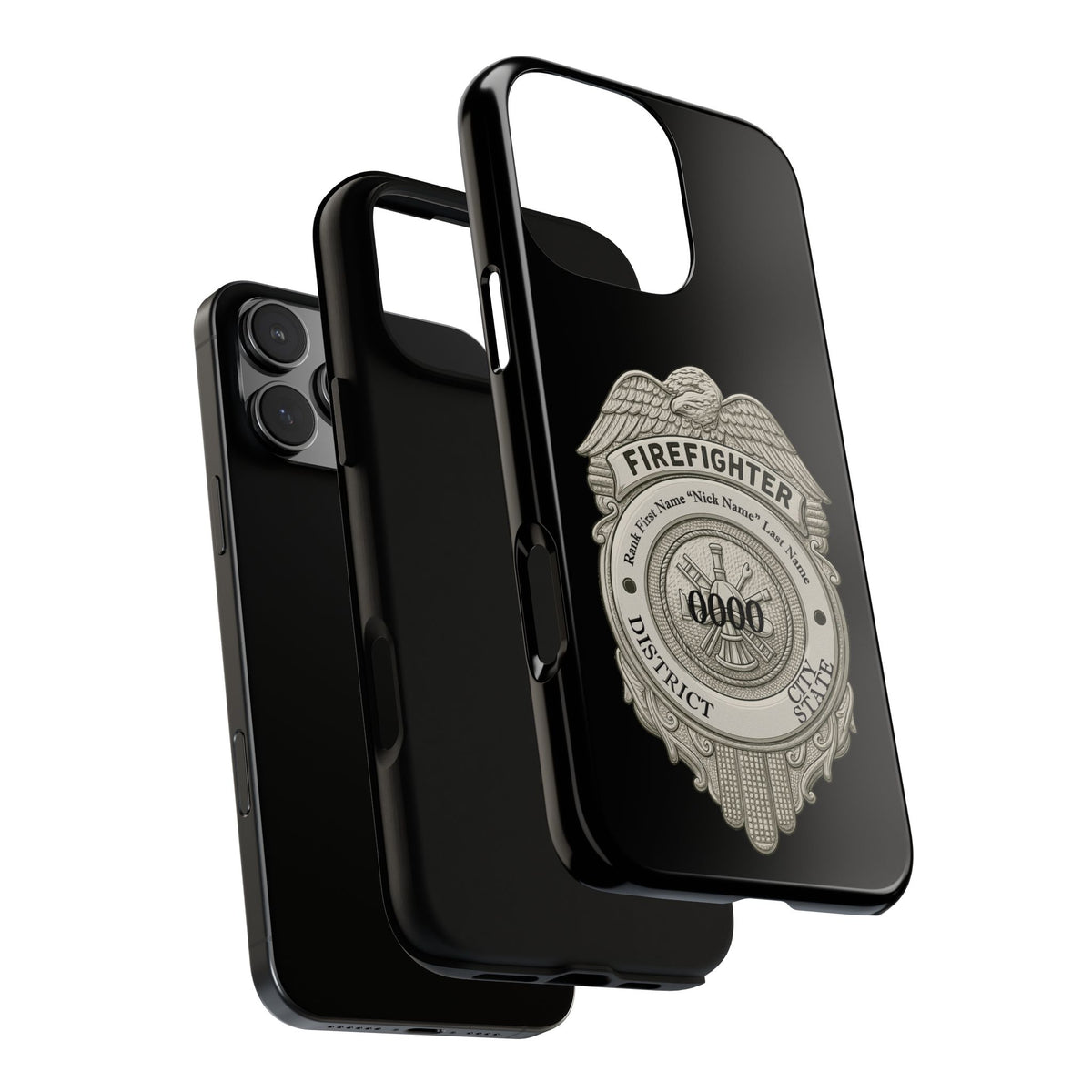 Firefighter Badge Tough Phone Case — Personalized Station Number Design