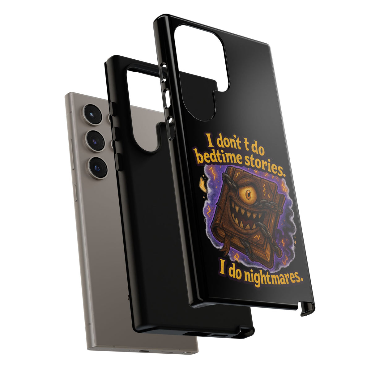Phone Case — "I Don't Do Bedtime Stories, I Do Nightmares" Horror Book Design