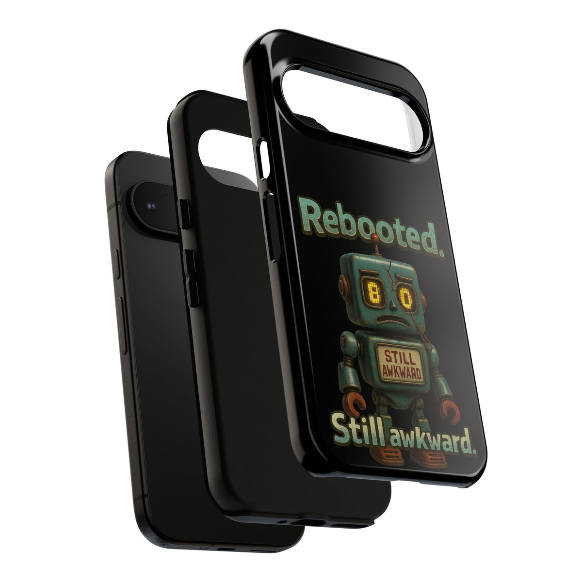 Phone Case — 'Rebooted. Still Awkward.' Retro Robot Protective Cover