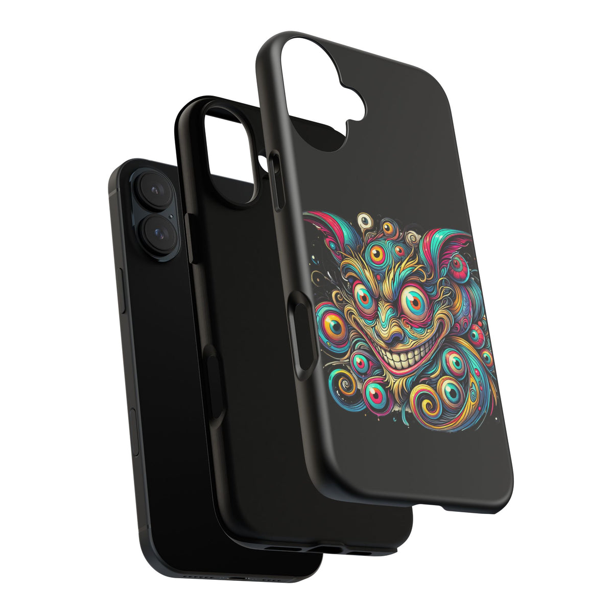 Psychedelic Mischief Phone Case — Colorful Grinning Monster Design