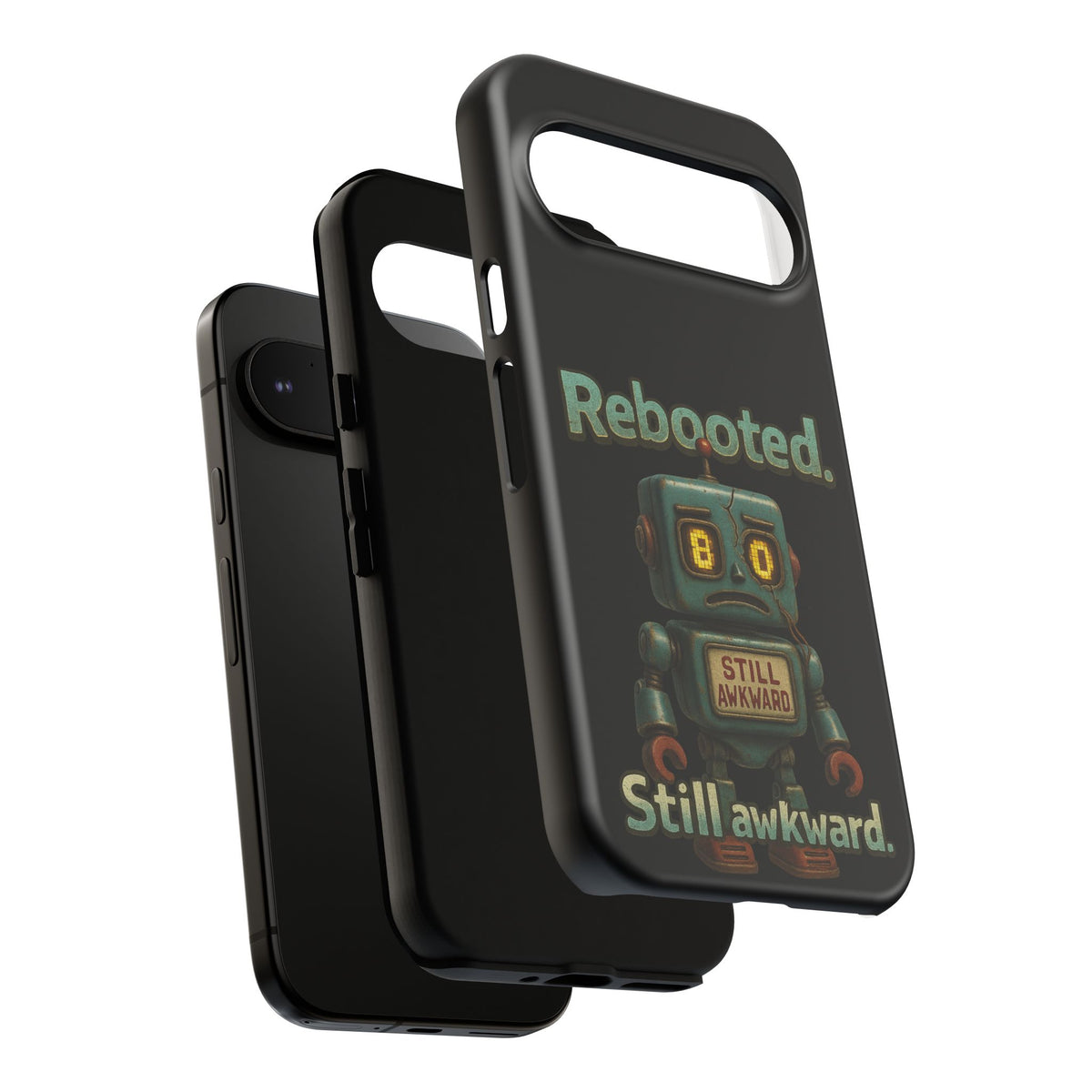 Phone Case — 'Rebooted. Still Awkward.' Retro Robot Protective Cover