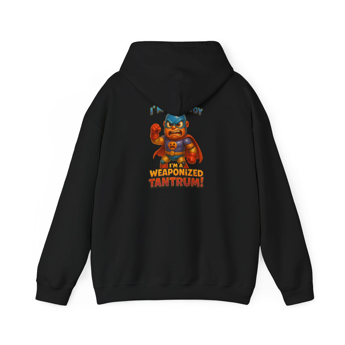 Weaponized Tantrum Hoodie — Funny Superhero Cat Graphic Sweatshirt