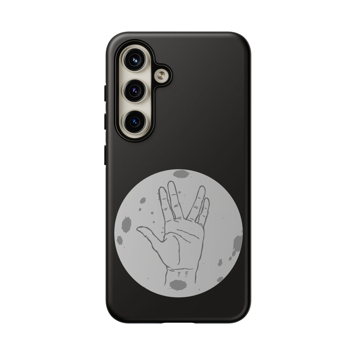 Spock Live Long Phone Case — Vulcan Salute Moon Graphic