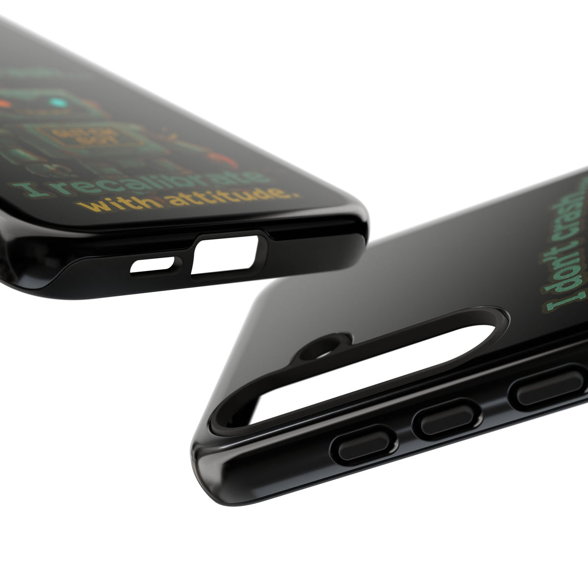 Phone Case — "I Don't Crash... I Recalibrate" Retro Robot Protective Cover